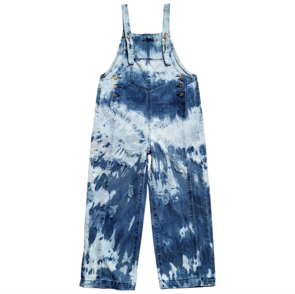 New Bleached Denim Jean Overalls Resist Bleached